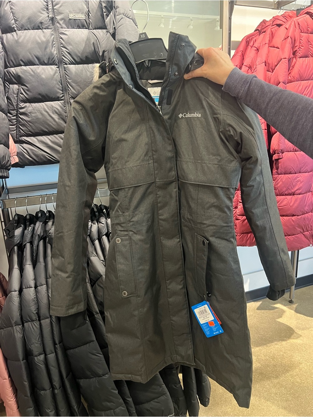 Columbia Women's Grey Long Waterproof Puffer Parka